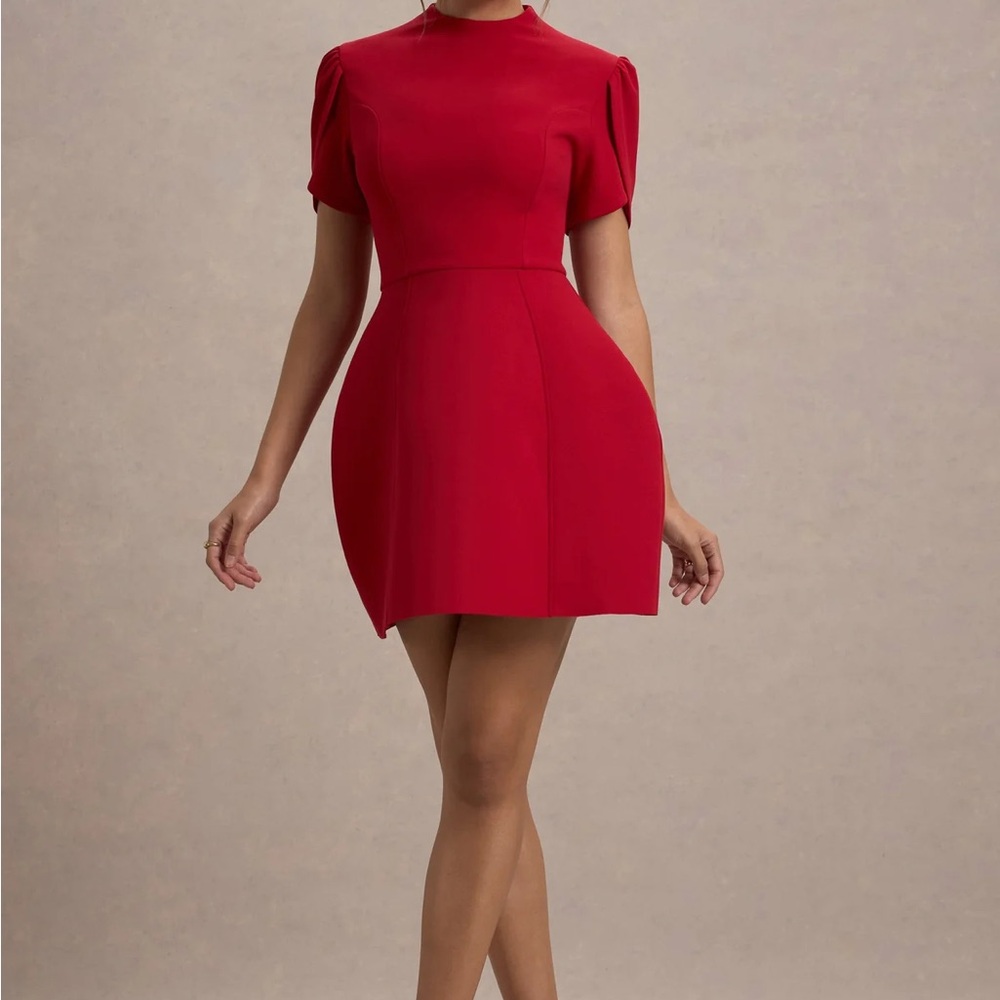 Chic Scarlet Mini Dress - Picture 5 of 7